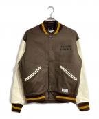 WACKO MARIA×Lanificio Luigi Zanieriワコマリア×ラニフィーチョ ルイージ ザニエリ）の古着「LEATHER VARSITY JACKET/レザーバーシティジャケット」｜ブラウン