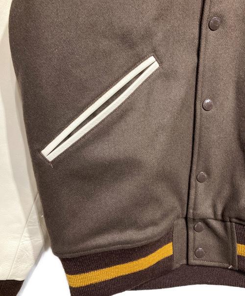 WACKO MARIA（ワコマリア）WACKO MARIA (ワコマリア) lanificio luigi zanieri (ラニフィーチョ ルイージ ザニエリ) LEATHER VARSITY JACKET/レザーバーシティジャケット ブラウン サイズ:Ｓの古着・服飾アイテム