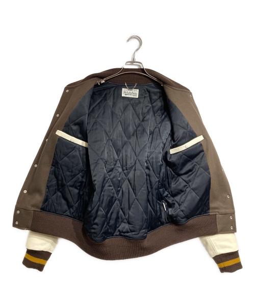 WACKO MARIA（ワコマリア）WACKO MARIA (ワコマリア) lanificio luigi zanieri (ラニフィーチョ ルイージ ザニエリ) LEATHER VARSITY JACKET/レザーバーシティジャケット ブラウン サイズ:Ｓの古着・服飾アイテム