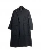 tricot COMME des GARCONSトリココムデギャルソン）の古着「ボンディングウールスタンドカラーコート/Bonded Wool Stand Collar Coat」｜ブラック