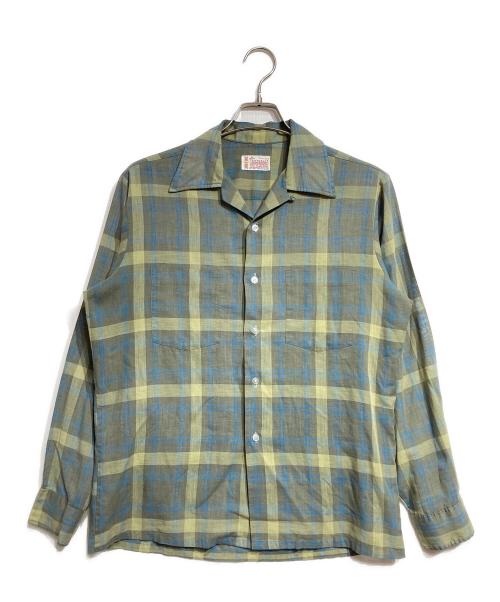 TOWN CRAFT（タウンクラフト）TOWN CRAFT (タウンクラフト) チェックオープンカラーシャツ/開襟シャツ グリーン サイズ:Mの古着・服飾アイテム