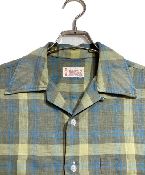 TOWN CRAFT（タウンクラフト）TOWN CRAFT (タウンクラフト) チェックオープンカラーシャツ/開襟シャツ グリーン サイズ:Mの古着・服飾アイテム