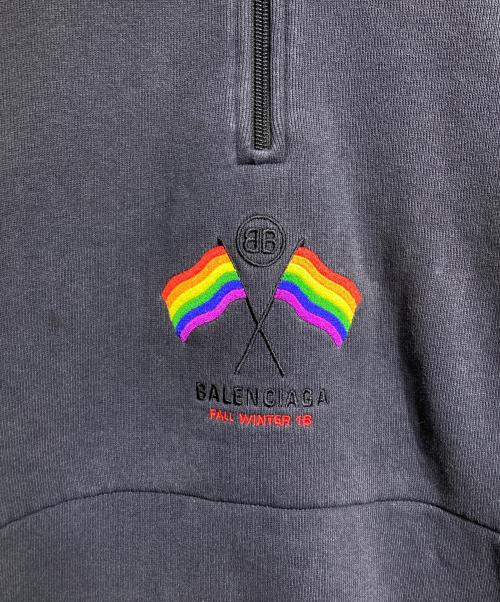 BALENCIAGA（バレンシアガ）BALENCIAGA (バレンシアガ) ハーフジップスウェット/Half-zip sweatshirt ブラック サイズ:Mの古着・服飾アイテム