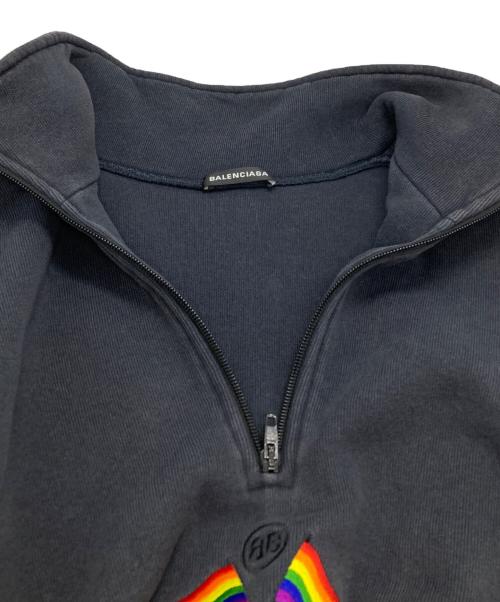 BALENCIAGA（バレンシアガ）BALENCIAGA (バレンシアガ) ハーフジップスウェット/Half-zip sweatshirt ブラック サイズ:Mの古着・服飾アイテム