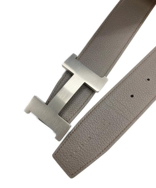 HERMES（エルメス）HERMES (エルメス) Hバックルコンスタンスベルト/Constance Belt  ブラック×グレー サイズ:100の古着・服飾アイテム