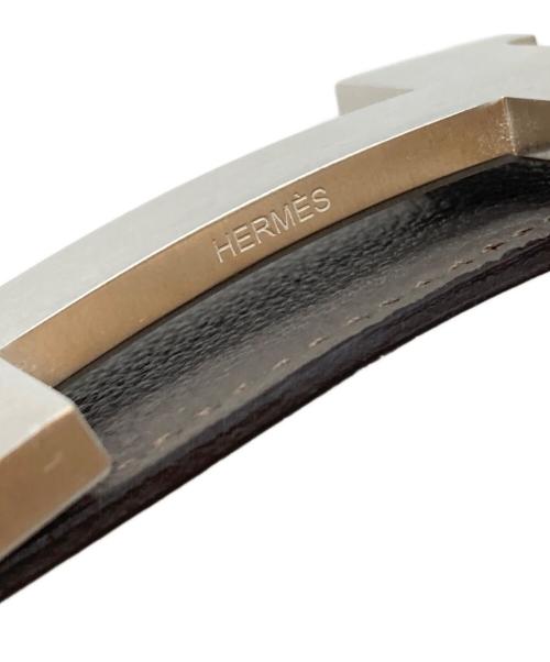 HERMES（エルメス）HERMES (エルメス) Hバックルコンスタンスベルト/Constance Belt  ブラック×グレー サイズ:100の古着・服飾アイテム
