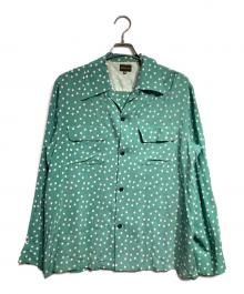 GROOVIN HIGH（グルービンハイ）の古着「レーヨンシルクL/Sドットシャツ/Rayon Silk L/S Polka Dot Shirt」｜グリーン