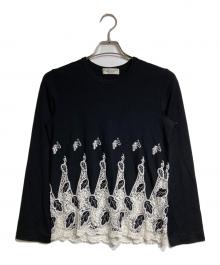 ROBE DE CHAMBRE COMME DES GARCONS（ローブドシャンブル コムデギャルソン）の古着「レースドッキングニットソー/Lace-docking knit-and-sew top 」｜ブラック