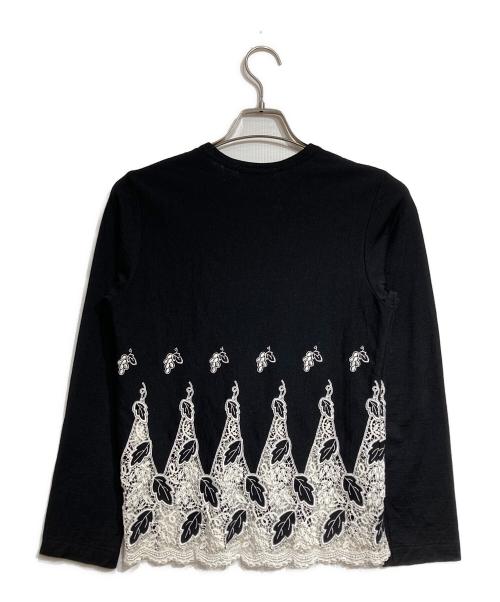 ROBE DE CHAMBRE COMME DES GARCONS（ローブドシャンブル コムデギャルソン）ROBE DE CHAMBRE COMME DES GARCONS (ローブドシャンブル コムデギャルソン) レースドッキングニットソー/Lace-docking knit-and-sew top  ブラック サイズ:－の古着・服飾アイテム