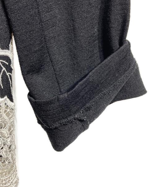 ROBE DE CHAMBRE COMME DES GARCONS（ローブドシャンブル コムデギャルソン）ROBE DE CHAMBRE COMME DES GARCONS (ローブドシャンブル コムデギャルソン) レースドッキングニットソー/Lace-docking knit-and-sew top  ブラック サイズ:－の古着・服飾アイテム