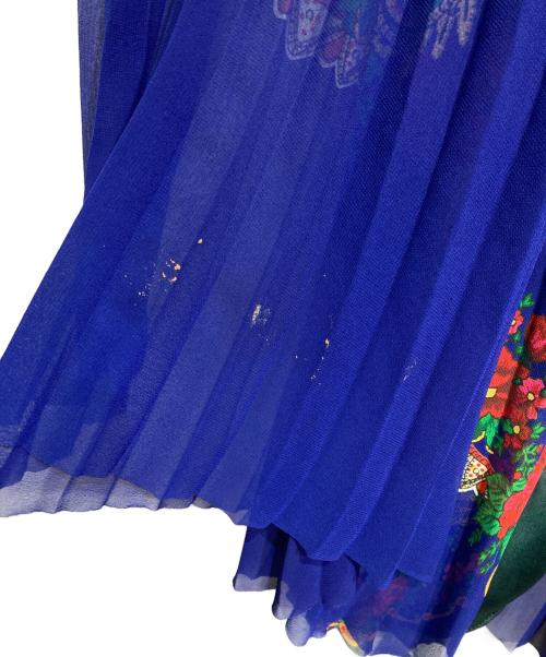 sacai（サカイ）sacai (サカイ) ローズプリントプリーツベルトスカート/Pleated belt skirt ネイビー サイズ:2の古着・服飾アイテム