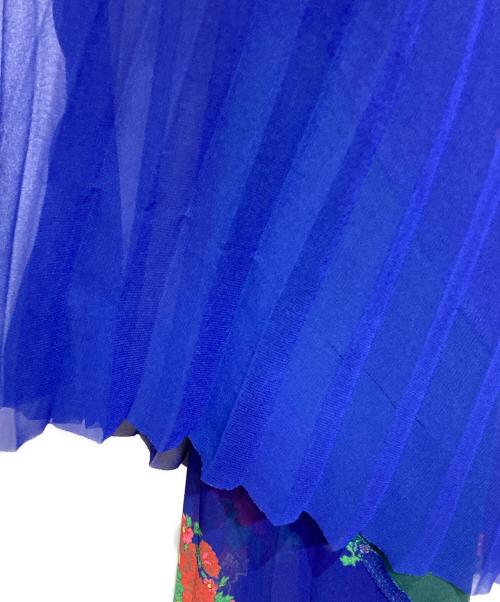 sacai（サカイ）sacai (サカイ) ローズプリントプリーツベルトスカート/Pleated belt skirt ネイビー サイズ:2の古着・服飾アイテム