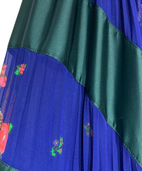 sacai（サカイ）sacai (サカイ) ローズプリントプリーツベルトスカート/Pleated belt skirt ネイビー サイズ:2の古着・服飾アイテム