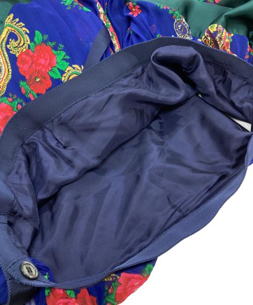sacai（サカイ）sacai (サカイ) ローズプリントプリーツベルトスカート/Pleated belt skirt ネイビー サイズ:2の古着・服飾アイテム