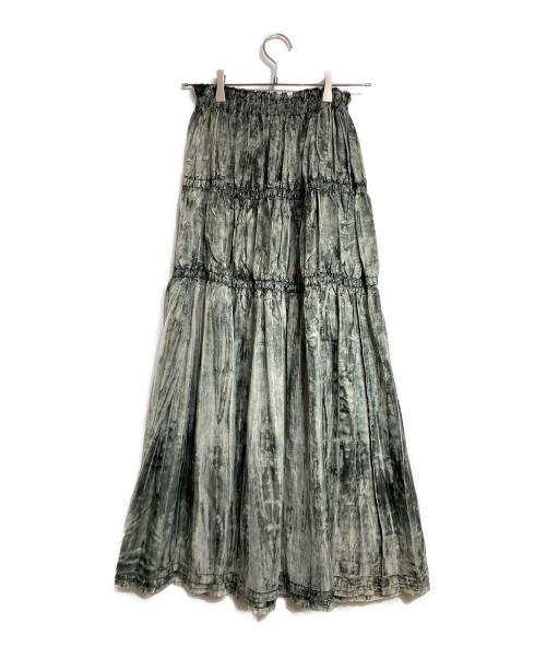 ISSEY MIYAKE（イッセイミヤケ）ISSEY MIYAKE (イッセイミヤケ) 多重レイヤード転写プリーツスカート/Pleated skirt グリーン サイズ:Sの古着・服飾アイテム