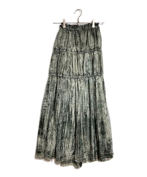 ISSEY MIYAKE（イッセイミヤケ）ISSEY MIYAKE (イッセイミヤケ) 多重レイヤード転写プリーツスカート/Pleated skirt グリーン サイズ:Sの古着・服飾アイテム