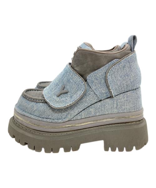 YELLO（イエロ）YELLO (イエロ) PATCH SHORT BOOTS/パッチショートブーツ グレー サイズ:Lの古着・服飾アイテム