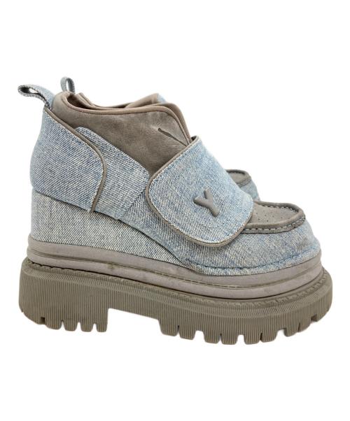 YELLO（イエロ）YELLO (イエロ) PATCH SHORT BOOTS/パッチショートブーツ グレー サイズ:Lの古着・服飾アイテム