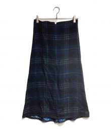 Y's（ワイズ）の古着「ウールチェックスカート」｜ブラック