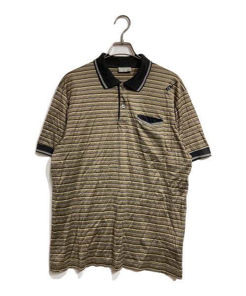 DIOR HOMME（ディオール オム）DIOR HOMME (ディオール オム) ギター刺繍ボーダーポロシャツ ブラウン サイズ:Lの古着・服飾アイテム