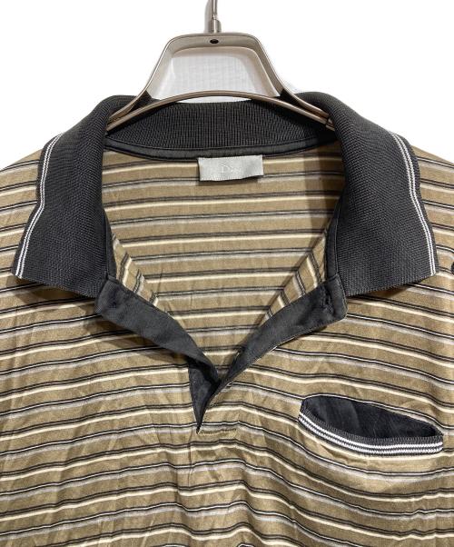DIOR HOMME（ディオール オム）DIOR HOMME (ディオール オム) ギター刺繍ボーダーポロシャツ ブラウン サイズ:Lの古着・服飾アイテム