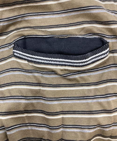 DIOR HOMME（ディオール オム）DIOR HOMME (ディオール オム) ギター刺繍ボーダーポロシャツ ブラウン サイズ:Lの古着・服飾アイテム