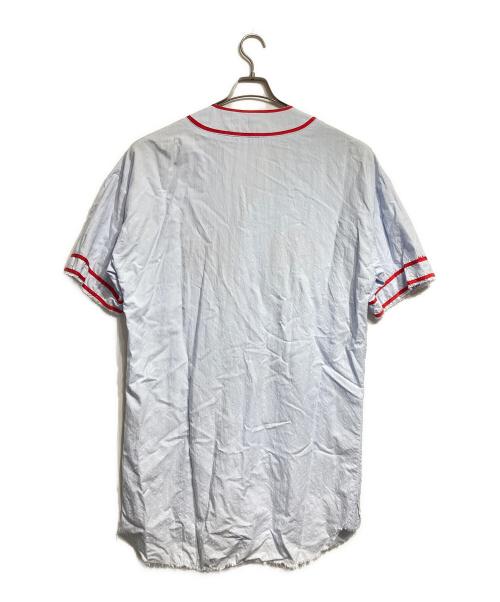 CHRISTIAN DADA（クリスチャンダダ）CHRISTIAN DADA (クリスチャンダダ) LIQUIDATED ロングベースボールシャツ / LIQUIDATED Long Baseball Shirt レッド×ブルー サイズ:44の古着・服飾アイテム