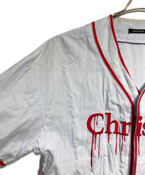 CHRISTIAN DADA（クリスチャンダダ）CHRISTIAN DADA (クリスチャンダダ) LIQUIDATED ロングベースボールシャツ / LIQUIDATED Long Baseball Shirt レッド×ブルー サイズ:44の古着・服飾アイテム