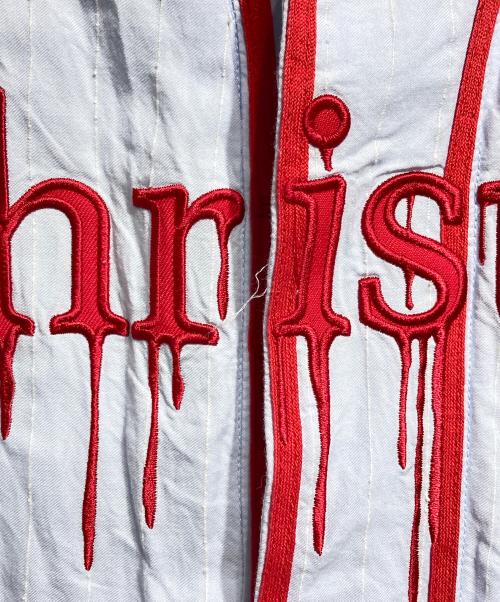 CHRISTIAN DADA（クリスチャンダダ）CHRISTIAN DADA (クリスチャンダダ) LIQUIDATED ロングベースボールシャツ / LIQUIDATED Long Baseball Shirt レッド×ブルー サイズ:44の古着・服飾アイテム