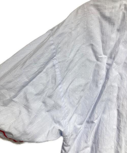 CHRISTIAN DADA（クリスチャンダダ）CHRISTIAN DADA (クリスチャンダダ) LIQUIDATED ロングベースボールシャツ / LIQUIDATED Long Baseball Shirt レッド×ブルー サイズ:44の古着・服飾アイテム
