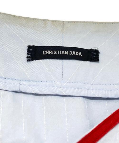 CHRISTIAN DADA（クリスチャンダダ）CHRISTIAN DADA (クリスチャンダダ) LIQUIDATED ロングベースボールシャツ / LIQUIDATED Long Baseball Shirt レッド×ブルー サイズ:44の古着・服飾アイテム