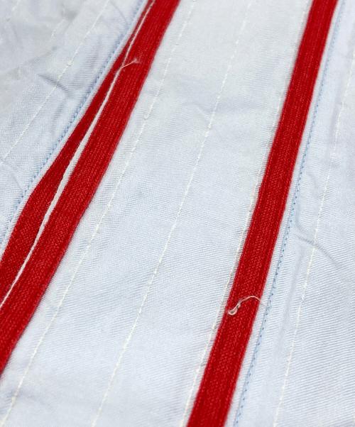 CHRISTIAN DADA（クリスチャンダダ）CHRISTIAN DADA (クリスチャンダダ) LIQUIDATED ロングベースボールシャツ / LIQUIDATED Long Baseball Shirt レッド×ブルー サイズ:44の古着・服飾アイテム