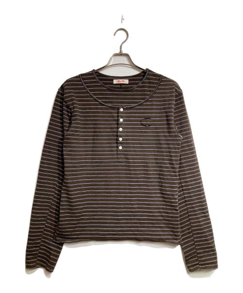 SYUMAN.（シュウマン）SYUMAN. (シュウマン) LAYERED HENLY LONG SLEEVES/レイヤード・ヘンリー・ロングスリーブス ブラウン サイズ:2の古着・服飾アイテム