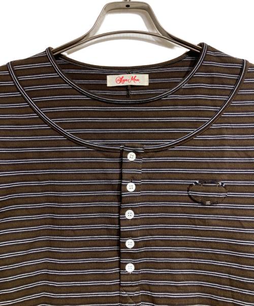 SYUMAN.（シュウマン）SYUMAN. (シュウマン) LAYERED HENLY LONG SLEEVES/レイヤード・ヘンリー・ロングスリーブス ブラウン サイズ:2の古着・服飾アイテム