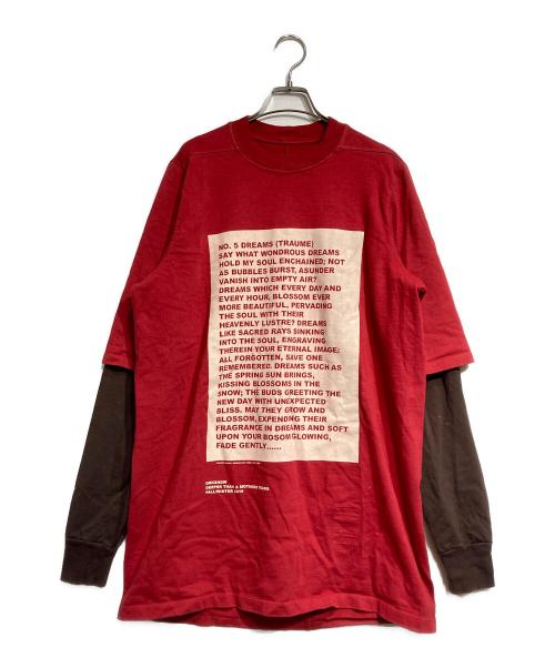 DRKSHDW（ダークシャドウ）DRKSHDW (ダークシャドウ) Layered Long Sleeve T-shirt/レイヤードロングスリーブカットソー レッド×ブラウン サイズ:Sの古着・服飾アイテム