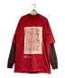 DRKSHDW（ダークシャドウ）の古着「Layered Long Sleeve T-shirt/レイヤードロングスリーブカットソー」｜レッド×ブラウン