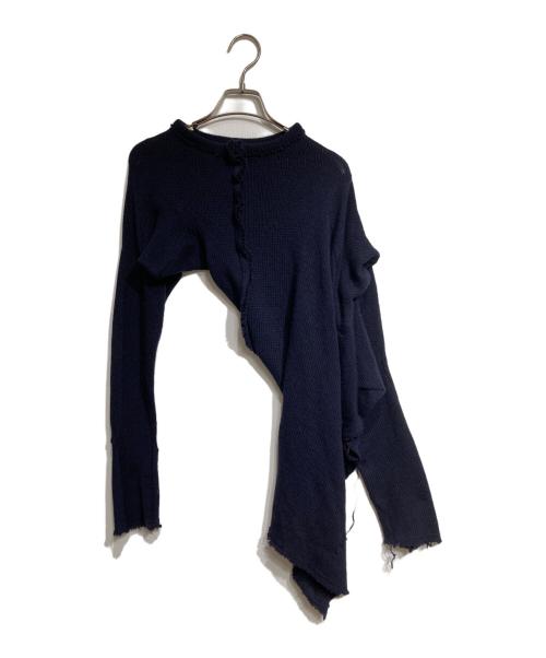 COMME des GARCONS（コムデギャルソン）COMME des GARCONS (コムデギャルソン) ねじれツギハギ変形ニットワンピース/Twisted patchwork asymmetrical knit dress ネイビー サイズ:Mの古着・服飾アイテム