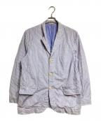 COMME des GARCONS HOMMEコムデギャルソン オム）の古着「コットンストライプシャツジャケット/Cotton Striped Shirt Jacket」｜ブルー×レッド