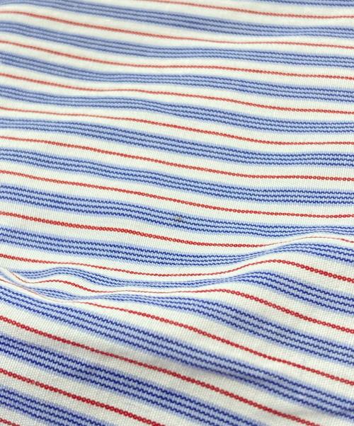 COMME des GARCONS HOMME（コムデギャルソン オム）COMME des GARCONS HOMME (コムデギャルソン オム) コットンストライプシャツジャケット/Cotton Striped Shirt Jacket ブルー×レッド サイズ:Mの古着・服飾アイテム