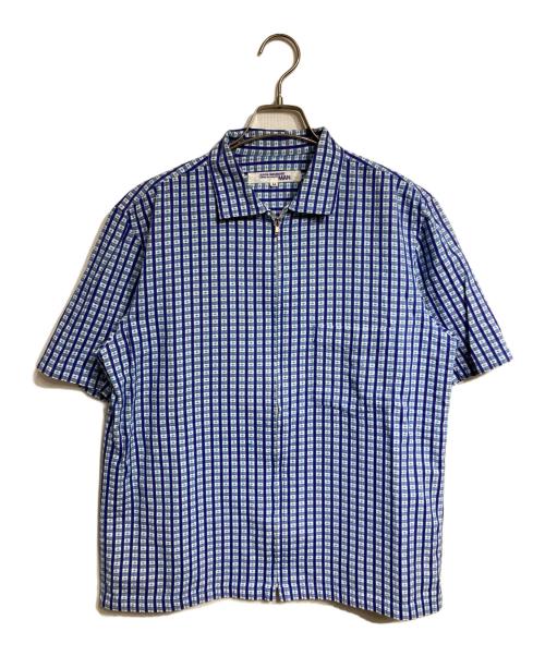 COMME des GARCONS JUNYA WATANABE MAN（コムデギャルソンジュンヤワタナベマン）COMME des GARCONS JUNYA WATANABE MAN (コム デ ギャルソン ジュンヤ ワタナベ マン) 刺子チェックジップアップシャツ/Sashiko Check Zip-Up Shirt ブルー サイズ:Mの古着・服飾アイテム