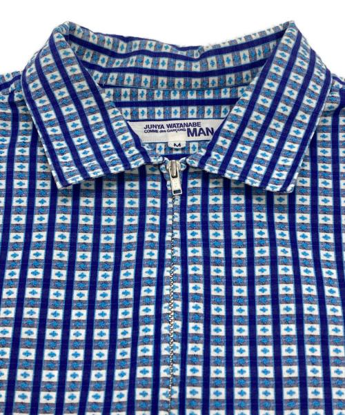 COMME des GARCONS JUNYA WATANABE MAN（コムデギャルソンジュンヤワタナベマン）COMME des GARCONS JUNYA WATANABE MAN (コム デ ギャルソン ジュンヤ ワタナベ マン) 刺子チェックジップアップシャツ/Sashiko Check Zip-Up Shirt ブルー サイズ:Mの古着・服飾アイテム