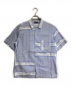 COMME des GARCONS HOMMEコムデギャルソン オム）の古着「チェッカーロゴS/Sシャツ/plaid shirt」｜ブルー