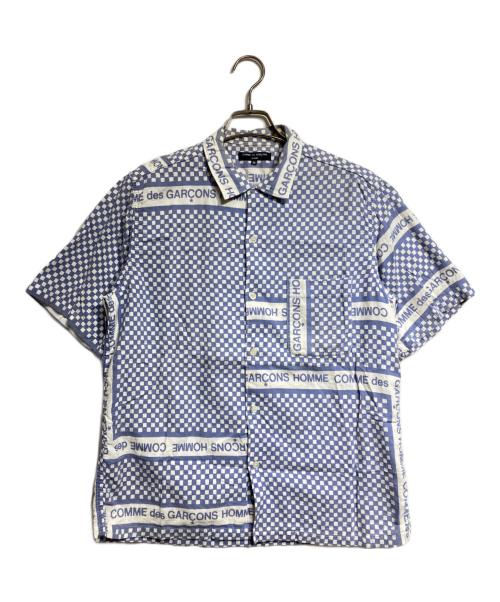 COMME des GARCONS HOMME（コムデギャルソン オム）COMME des GARCONS HOMME (コムデギャルソン オム) チェッカーロゴS/Sシャツ/plaid shirt ブルー サイズ:Ｍの古着・服飾アイテム