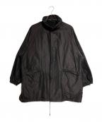 COMOLIコモリ）の古着「コットンシルク フーデッドコート/Cotton Silk Hooded Coat」｜ブラック