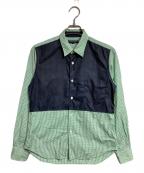 COMME des GARCONS HOMMEコムデギャルソン オム）の古着「チェック切替シャツ/Checked panel shirt」｜グリーン