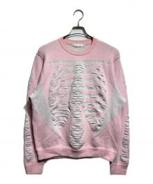 ROTOL（ロトル）の古着「3D SKELTON KNIT/ 3Dスケルトンニット」｜ピンク
