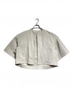 DRAWERドゥロワー）の古着「バックタックノーカラージャケット/Back Tuck Collarless Jacket」｜ベージュ