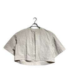 DRAWER（ドゥロワー）の古着「バックタックノーカラージャケット/Back Tuck Collarless Jacket」｜ベージュ
