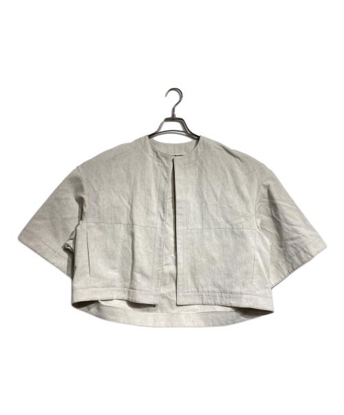 DRAWER（ドゥロワー）DRAWER (ドゥロワー) バックタックノーカラージャケット/Back Tuck Collarless Jacket ベージュ サイズ:36の古着・服飾アイテム