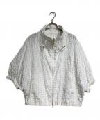 DRAWERドゥロワー）の古着「シースルーチェックショートスリーブブルゾン/Sheer Check Short Sleeve Blouson」｜ホワイト